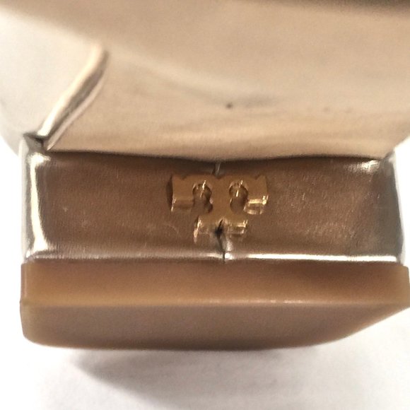 NEW TORY BURCH Gold Logo T Patent Leather Loafers - Picture 9 of 11